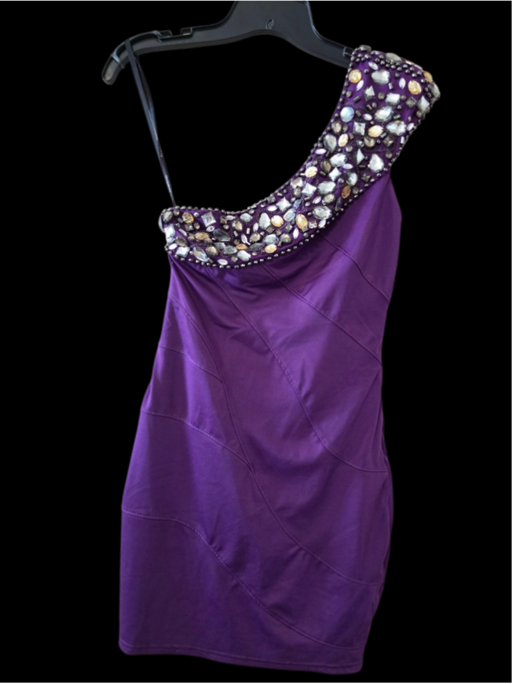 Women's Bebe One Shoulder Embellished Dress Purple Size S